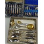 SMALL GROUP OF GERMAN SILVER & PLATE, including pair of 800 standard German serving spoons, boxed