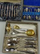 SMALL GROUP OF GERMAN SILVER & PLATE, including pair of 800 standard German serving spoons, boxed