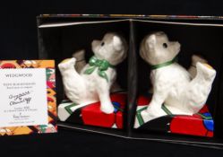 PAIR WEDGWOOD BIZARRE CLARICE CLIFF LIMITED EDITION (36/150) TEDDY BEAR BOOKENDS, with COA, boxed,