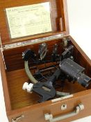 C. PLATH GERMAN 6.5 INCH RADIUS SEXTANT with ladder frame in mahogany box with certificate, signed