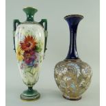 ROYAL WORCESTER 2193 SHAPE PORCELAIN VASE, painted with wild flowers, cypher for 1902, 27cms high,