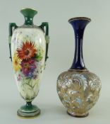 ROYAL WORCESTER 2193 SHAPE PORCELAIN VASE, painted with wild flowers, cypher for 1902, 27cms high,