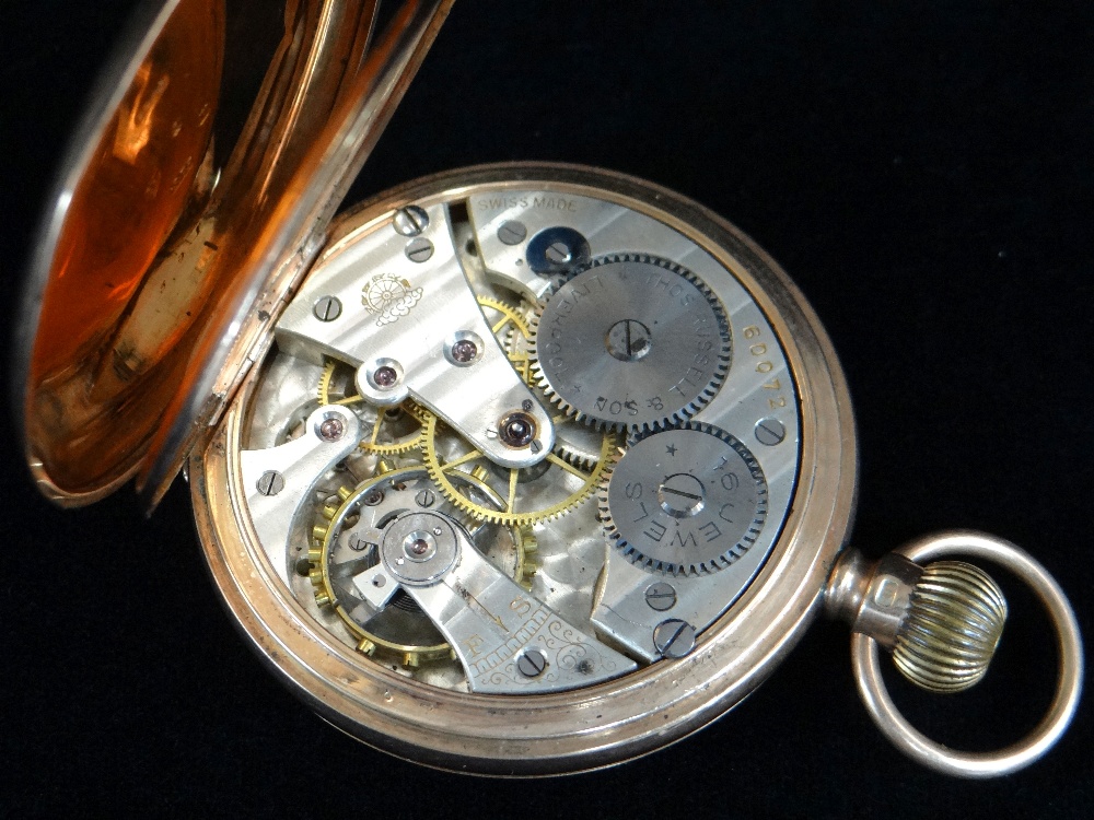 GEORGE V 9CT GOLD OPEN FACE POCKET WATCH, top wind, the white enamel dial having Roman numerals, - Image 2 of 2
