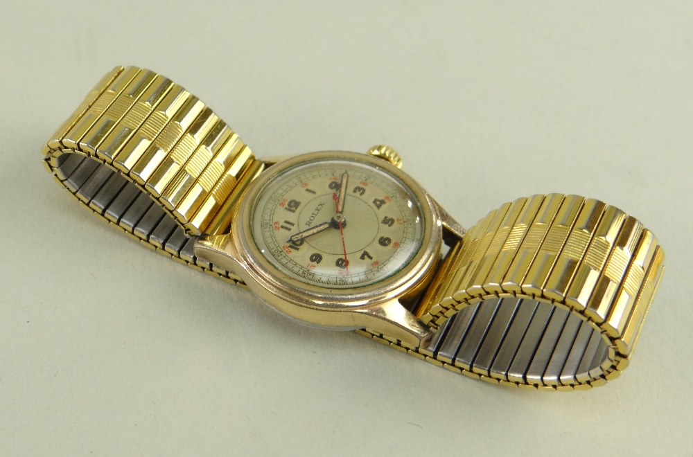 VINTAGE PLATED ROLEX WRISTWATCH, the dial with centre seconds hand, minute railroad, Arabic - Image 2 of 4