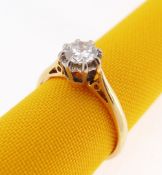 18CT GOLD SINGLE-STONE DIAMOND RING, the illusion claw set diamond 0.5cts approx (visual