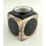 TROIKA SMALL SQUARE VASE BY HONOR CURTIS, signed, 8.5cms high