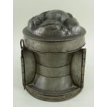 ANTIQUE PEWTER DESSERT MOULD, base stamped W.Fuller, Jermyn Street, London, 17.5cms high