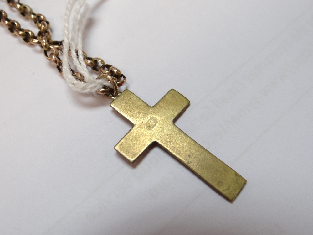 FLORALLY ENGRAVED CROSS PENDANT on 9ct gold chain, the chain weighing 6.9gms - Image 7 of 9