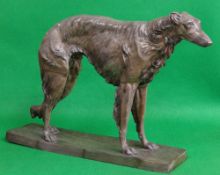AFTER W. FURICK, patinated spelter - Afghan Hound, on rectangular base, 51 x 12 x 35cms high