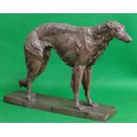 AFTER W. FURICK, patinated spelter - Afghan Hound, on rectangular base, 51 x 12 x 35cms high