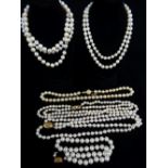 ASSORTED PEARLS comprising four strands of Ciro pearls with 9ct gold clasps in box, together with