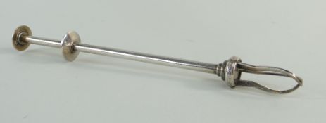 ASKEL HOLMSEN (NORWAY) ENAMELLED ELECTROPLATED ICE TONGS, with push button mechanism, 20cms long