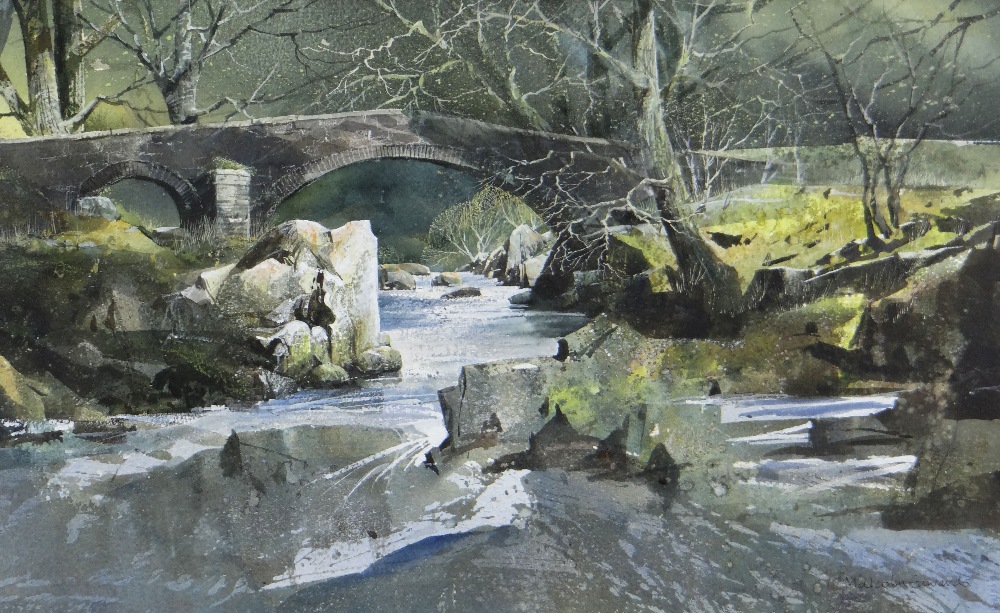 MALCOLM EDWARDS watercolour - entitled verso 'Afon Lledr', signed, 28 x 46cms Provenance: private