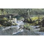 MALCOLM EDWARDS watercolour - entitled verso 'Afon Lledr', signed, 28 x 46cms Provenance: private