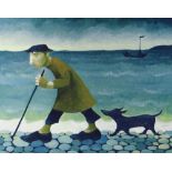 MURIEL DELAHAYE limited edition (67/275) colour print - 'Walking The Dog', signed in pencil, 37 x