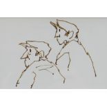 SIR KYFFIN WILLIAMS RA pen and ink - two figures, entitled 'Father and Son', signed verso and