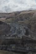 DAVID CARPANINI oil on canvas laid to board - expansive South Wales industrial landscape, signed and