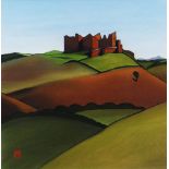 TOM JONES RCA pastel - 'Late Autumn Sunset, Castell Carreg Cennen', monogrammed, 35 x 35cms