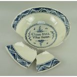 LATE 18TH CENTURY CAMBRIAN POTTERY BOWL decorated in underglazed blue swags and floral tiles to