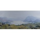 GARETH THOMAS watercolour - Italian landscape, entitled verso 'Above Lake Maggiore', signed, 25 x