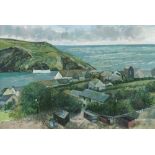 GLYN GRIFFITHS oil on board - entitled verso 'Cornish Harbour, St Isaac', 45 x 65cms Provenance: the