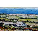 ALAN KNIGHT oil on canvas - Ynys Mon coastal scene with cottage, entitled 'Aberffraw', signed with