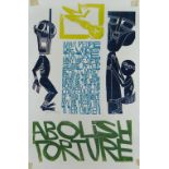 PAUL PETER PIECH four colour lithograph - 'Abolish Torture' with typography '..many people die under