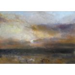 WILLIAM SELWYN oil on canvas - atmospheric expansive sunset, titled 'Sunset Across The Straits',