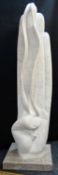 DARREN YEADON large Carrara Venatino marble sculpture - obelisk form with ribbon to one side and