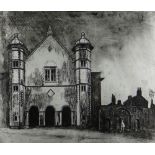 GEORGE CHAPMAN rare etching (one of six) - view of Uppingham School, Rutland, circa 1962, signed