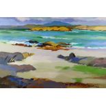 DONALD MCINTYRE acrylic - expansive rocky coastalscape, signed in full, with original title verso '