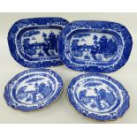 A SWANSEA POTTERY LONGBRIDGE TRANSFER PART SERVICE circa 1800-1810, in the English 'willow' style