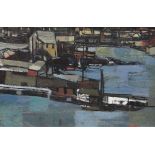 GLYN GRIFFITHS oil on wood panel - entitled verso on Koywood Gallery label 'Cornish Fishing Port',