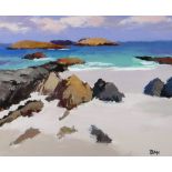 DONALD MCINTYRE acrylic - coastal scene, signed with initials and entitled label verso 'West