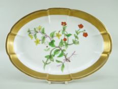 A SWANSEA PORCELAIN CRUCIFORM OVAL DISH circa 1816, centred with a botanical study by William Weston