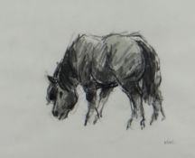 SIR KYFFIN WILLIAMS RA mixed media - standing Welsh pony, signed with initials, 29 x 35cms