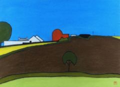 TOM JONES RCA pastel - red barn, monogrammed, 42 x 52cms Provenance: consigned by the widow and