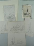 GROUP OF 19TH CENTURY DRAWINGS comprising (1) William Payne preliminary annotated drawing with title