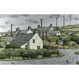 ALAN WILLIAMS acrylic on board - landscape with cottages, entitled 'Pembroke Cottages', signed, 33 x