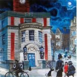 NICK HOLLY limited edition (2/50) print - figures outside the Old Swansea Central Police Station,