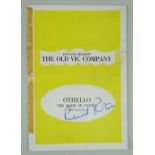 1955 / 56 THE OLD VIC COMPANY PROGRAMME FOR OTHELLO SIGNED BY RICHARD BURTON in blue ink on front