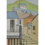 JACK JONES mixed media - entitled verso on Attic Gallery label 'Dickslade, Mumbles, Swansea (1955)',