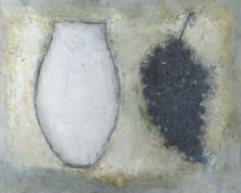 VIVIENNE WILLIAMS oil on paper - entitled verso on Attic Gallery label 'White Jar and Grapes',