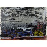 TERRY SETCH limited edition (8/75) screenprint - abstract, titled in pencil 'Beach Car Wreck',