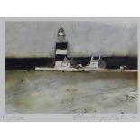 JOHN KNAPP-FISHER limited edition (51/500) print - lighthouse and buildings, signed, 12 x 15cms