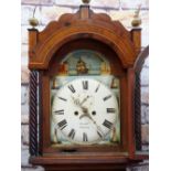 19TH CENTURY WELSH OAK 8-DAY LONG CASE CLOCK, Kern & Co., Swansea, painted 12" Roman dial with