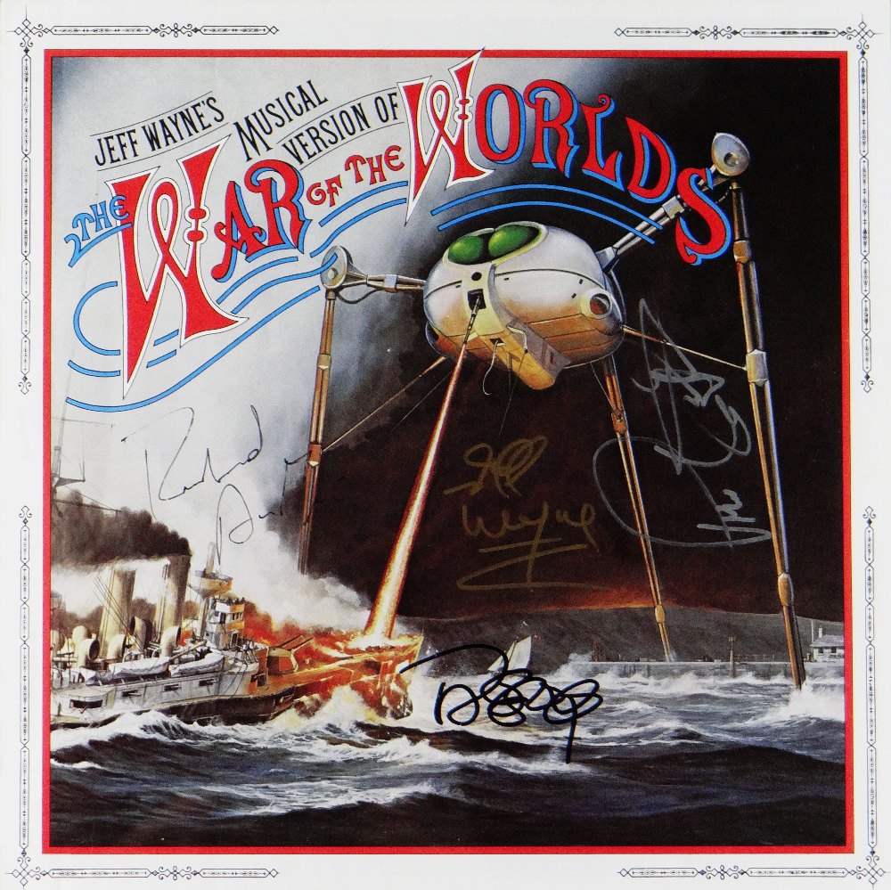 RARE AUTOGRAPHED 1ST EDITION LP INSERT FOR JEFF WAYNE'S MUSICAL VERSION OF THE WAR OF THE THE WORLDS