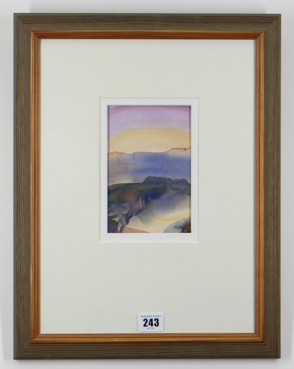 ELIZABETH HAINES watercolour - skyline with mountains, entitled verso on Albany Gallery label ' - Image 2 of 2