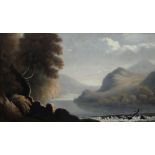 HUGH HUGHES rare oil on board - described verso on Miles Wynn Cato label 'A river landscape prob.