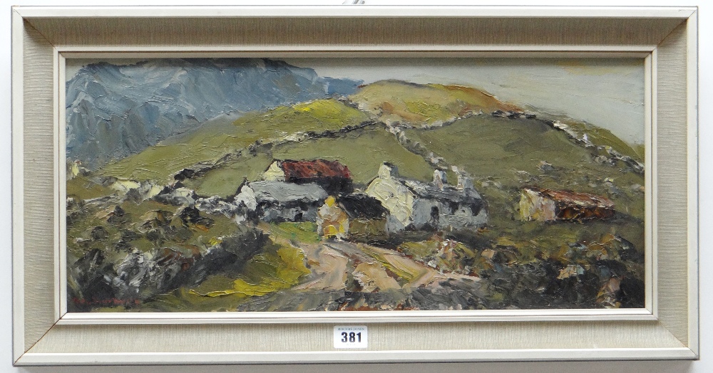 CHARLES WYATT WARREN early career oil on board - landscape with farm, signed, 25 x 53cms Provenance: - Image 2 of 2